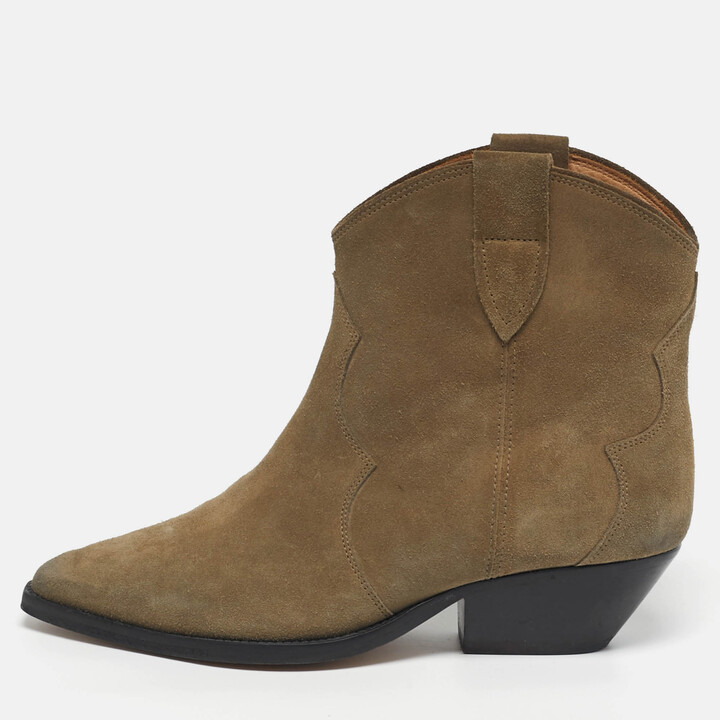 Isabel Marant Dewina Size 36 Olive Green Suede Ankle Boots