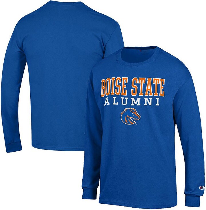 Men's Champion Royal Boise State Broncos Alumni Logo Stack Long Sleeve T-Shirt