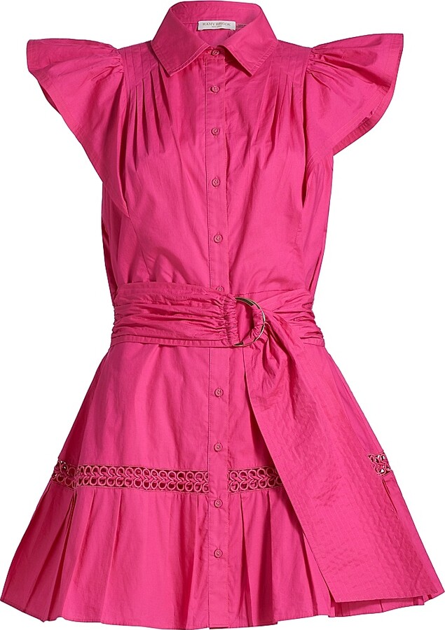 Ramy Brook Women's Marceline Embroidered D-Ring Belted Minidress - Pink Petunia - Size Small