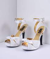 Thumbnail for your product : Unique Vintage Ivory Satin Bettie Knot Peep Toe Heels Shoes