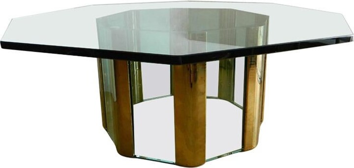 Pace Collection Pace Octagonal Brass & Glass Coffee Table With Glass Top