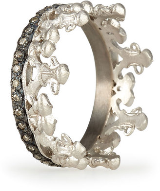 Armenta Scalloped Half Crown Silver Ring