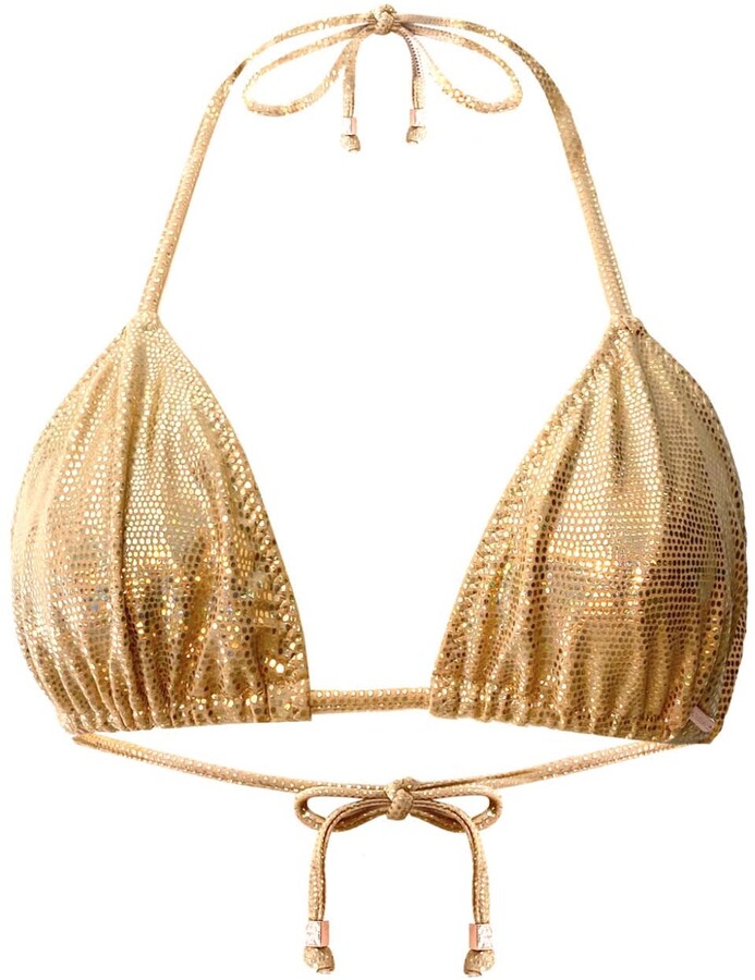 Gold Metallic Triangle String Bikini Top - impresion3d.laboratorio3d.cl