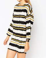 Thumbnail for your product : ASOS Design Scratchy Stripe Shift mini dress with Raw Edge Trim