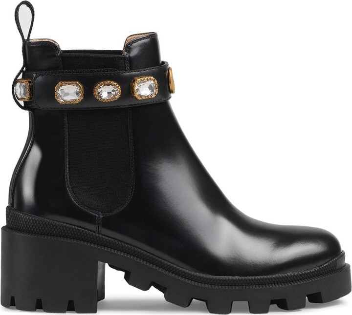 leather ankle boot with belt gucci price