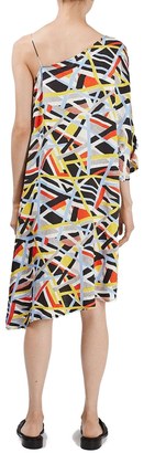 Topshop Metro Print Asymmetrical Midi Dress