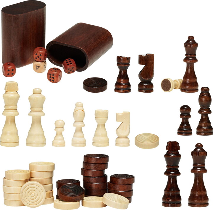 KFFKFF Trio Board Game Table, 18 Inch Superior Wood Crafted Table, All-in-one Game Furniture Collection, Chess Checkers Backgammon Set, Ideal Present for Family Fun Time