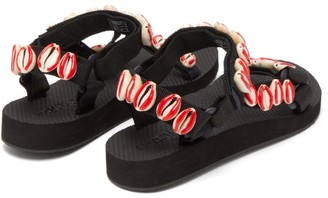 Arizona Love X Timeless Pearly Trekky Shell-embellished Sandals - Red
