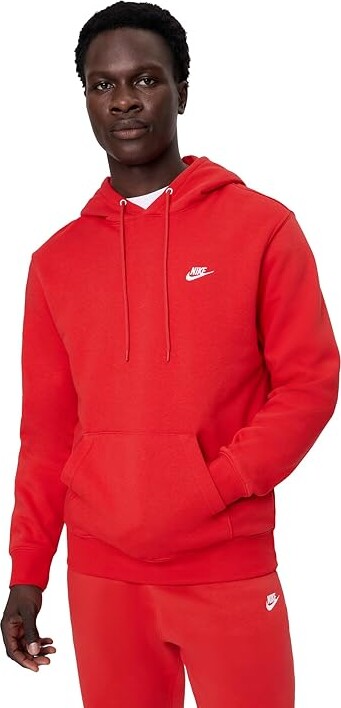Nike Club Fleece Pullover Hoodie Men's Clothing University Red/University Red/White : 2XL, Cotton/Polyester