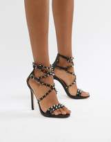 Thumbnail for your product : Public Desire Amore black studded heeled sandal