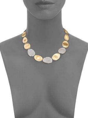 Marco Bicego Lunaria Diamond & 18K Yellow Gold Three-Station Collar Necklace