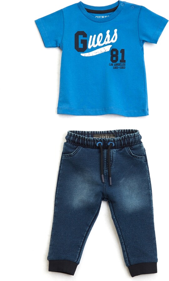 GUESS Boys Print T Shirt and Knit Denim Pull On Joggers, Piece Set - ShopStyle
