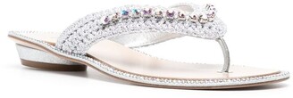 Le Silla Crystal-Embellished Low-Heel Sandals