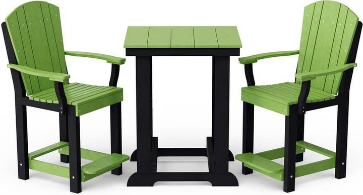 Wildridge Heritage 3-Piece Lime Green and Black HDPE Plastic Outdoor Patio Counter Set