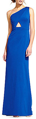 Adrianna Papell Jersey One Shoulder Long Gown