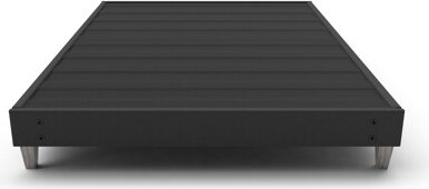 Twin Bed Frame Foundation With Express Quick Setup, No Tools For Fabric - Covered Assembly, 6" Modern Faux Wood Legs, Dark Grey Upholstered, 74.29 In