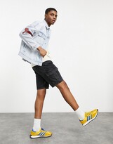 Thumbnail for your product : ASOS DESIGN oversized denim jacket with badging in light wash blue