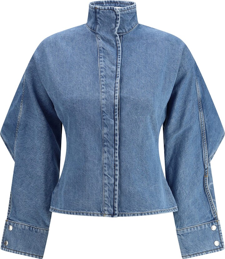 Marine Serre Moon Laser Blue Wash Denim Shirt