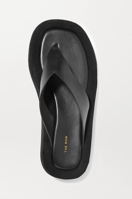 The Row Ginza Leather And Suede Platform Flip Flops - Black