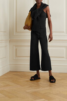 Thumbnail for your product : Nili Lotan Kiki Cropped Voile-trimmed Cotton-jersey Track Pants - Black