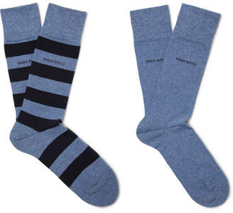 HUGO BOSS Two-Pack Stretch Cotton-Blend Socks - Men - Navy
