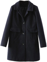 Thumbnail for your product : Choies Navy Blue Wool Blend Coat in Longline