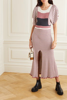 Thumbnail for your product : ALEXACHUNG Striped Ribbed Silk And Cotton-blend Midi Dress