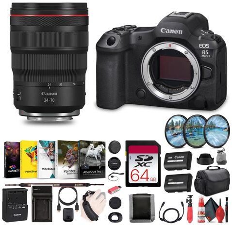 Canon EOS R5 Mark II Mirrorless Camera, 45MP, Full-Frame Hybrid Camera, 8K Video Bundle