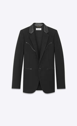 Saint Laurent Saint Laurent Blazer Jacket Gabardine Jacket With Western-style Detailing And Leather Collar Black 6