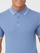 Thumbnail for your product : River Island Short SleeveBasket Weave Polo - Blue