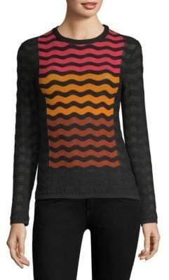 M Missoni Women's Wave Ripple Long-Sleeve Top - Black - Size 48 (12)