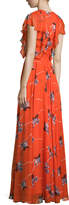 Thumbnail for your product : Sachin + Babi Cap-Sleeve Floral-Print Gown W/Ruffles, Coral