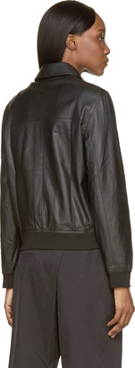 J.W.Anderson Black Leather Classic Bomber Jacket