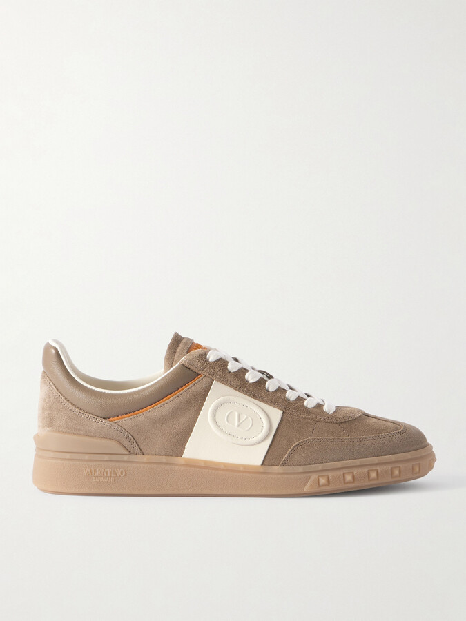 Valentino Garavani Upvillage Leather-Trimmed Suede Sneakers