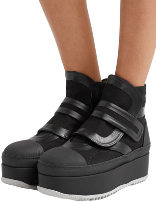 Marni Leather-trimmed Twill Platform Sneakers