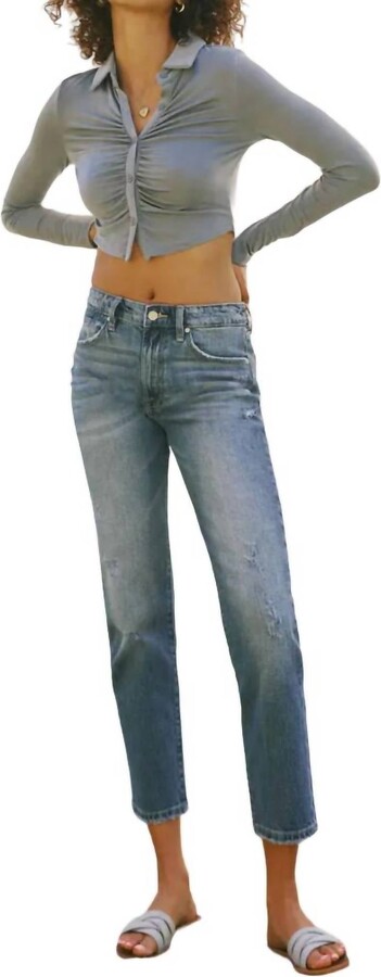 Kancan High Rise Slim Straight Jean In Medium Wash