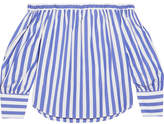 Thumbnail for your product : J.Crew + Thomas Mason Mickey Off-the-shoulder Striped Cotton-poplin Blouse