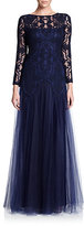 Thumbnail for your product : Tadashi Shoji Embroidered Illusion Gown