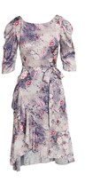 Thumbnail for your product : Marchesa Notte Floral Asymmetrical Front-Tie Knee-Length Dress