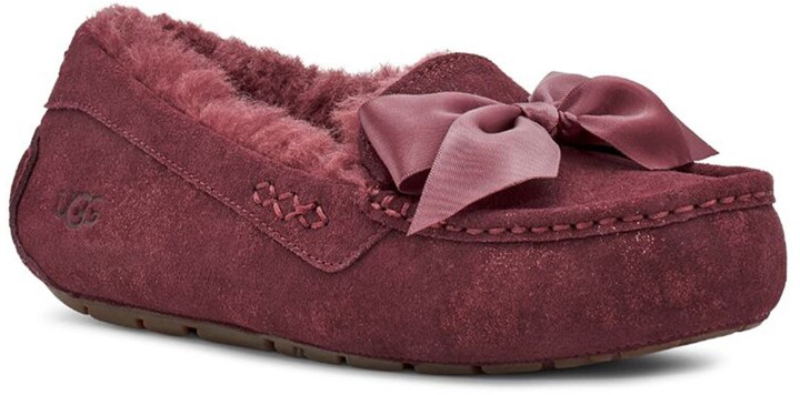 UGG Ansley Bow Glimmer Faux Fur Lined Slipper - ShopStyle Flats