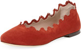 Thumbnail for your product : Chloé Scalloped Fringe Suede Ballerina Flat, Poppy Red
