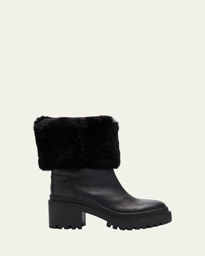 Giuseppe Zanotti Leather Ankle Boots with Shearling Cuff