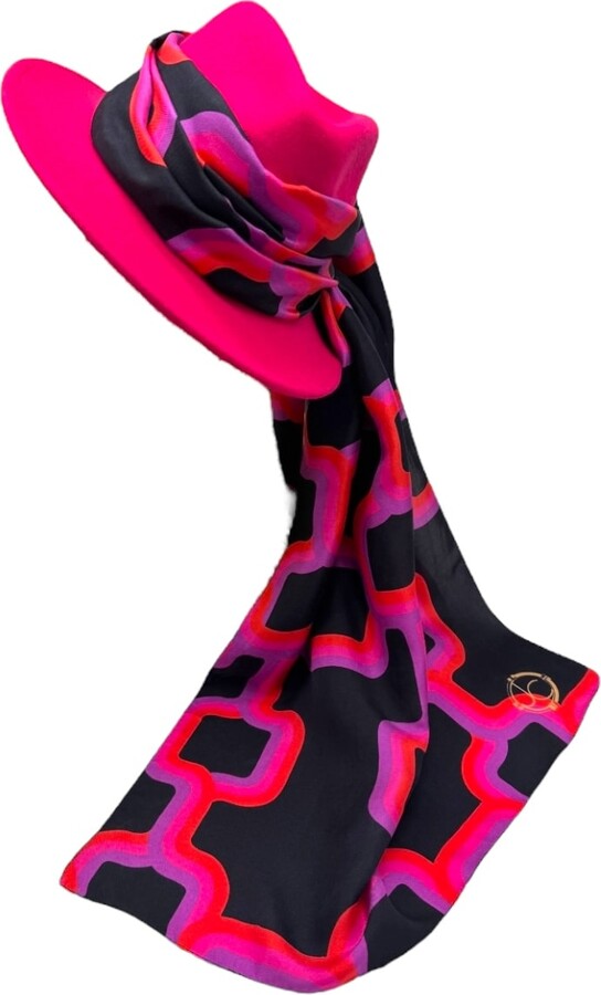 Julia Clancey Black / Pink Magenta & Black Link Fifi Fedora Set