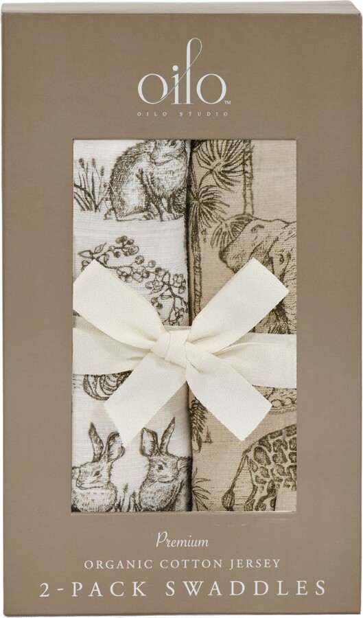 Oilo Assorted 2-Pack Organic Cotton Jersey Swaddle Blankets