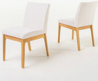 Dining Chair (2), Beige, Minimalist Design, Comfortable Seating, 17.3 Inches Wide Of Two Chairs - Elegant And Comfortable. Beige Fabric Covering, Stro