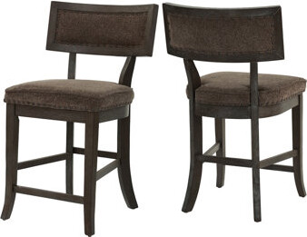 Latitude Run Set Of 2 Dining High Chairs With Fabric Upholstery Cushion, Espresso