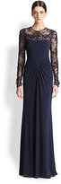 Thumbnail for your product : David Meister Lace-Insert Gown