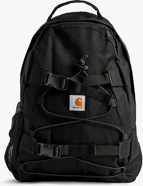 Carhartt Work In Progress Mens Black Kickflip Brand-Appliqué Woven Backpack