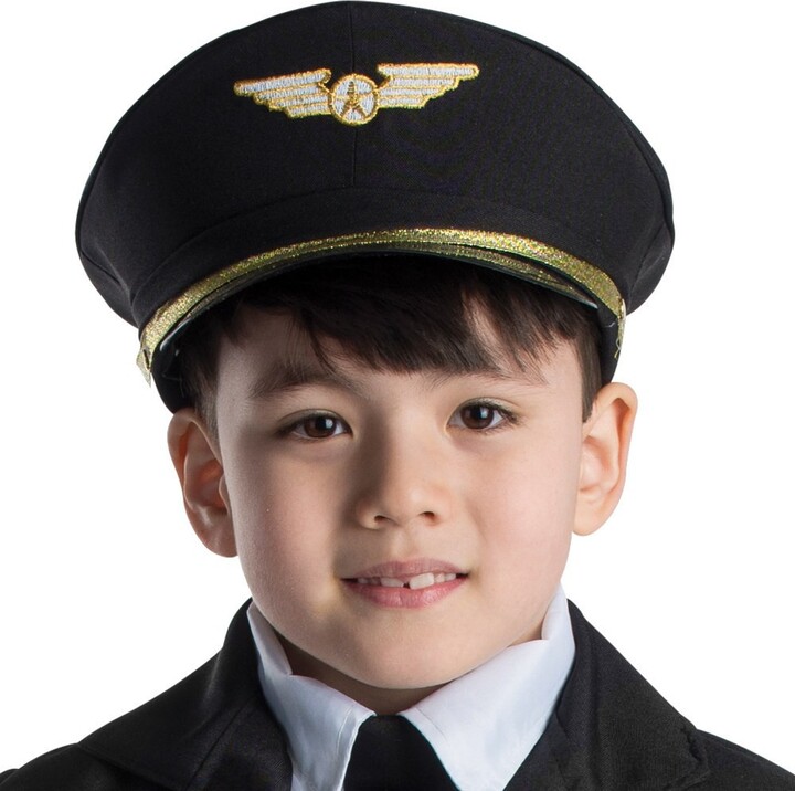 Dress Up America Pilot Hat - Black Airline Captain Cap for Kids ...