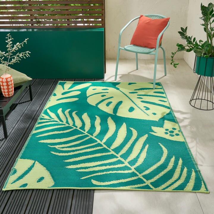 Dunelm Tropical Leaf Plastic Outdoor Mat Green ShopStyle Rugs